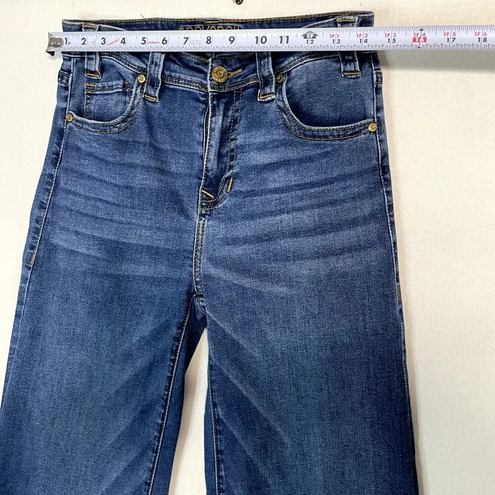 Rock & Roll Cowgirl High Rise Palazzo Flare‎ Jeans Dark Wash Slit Hem - Size 27